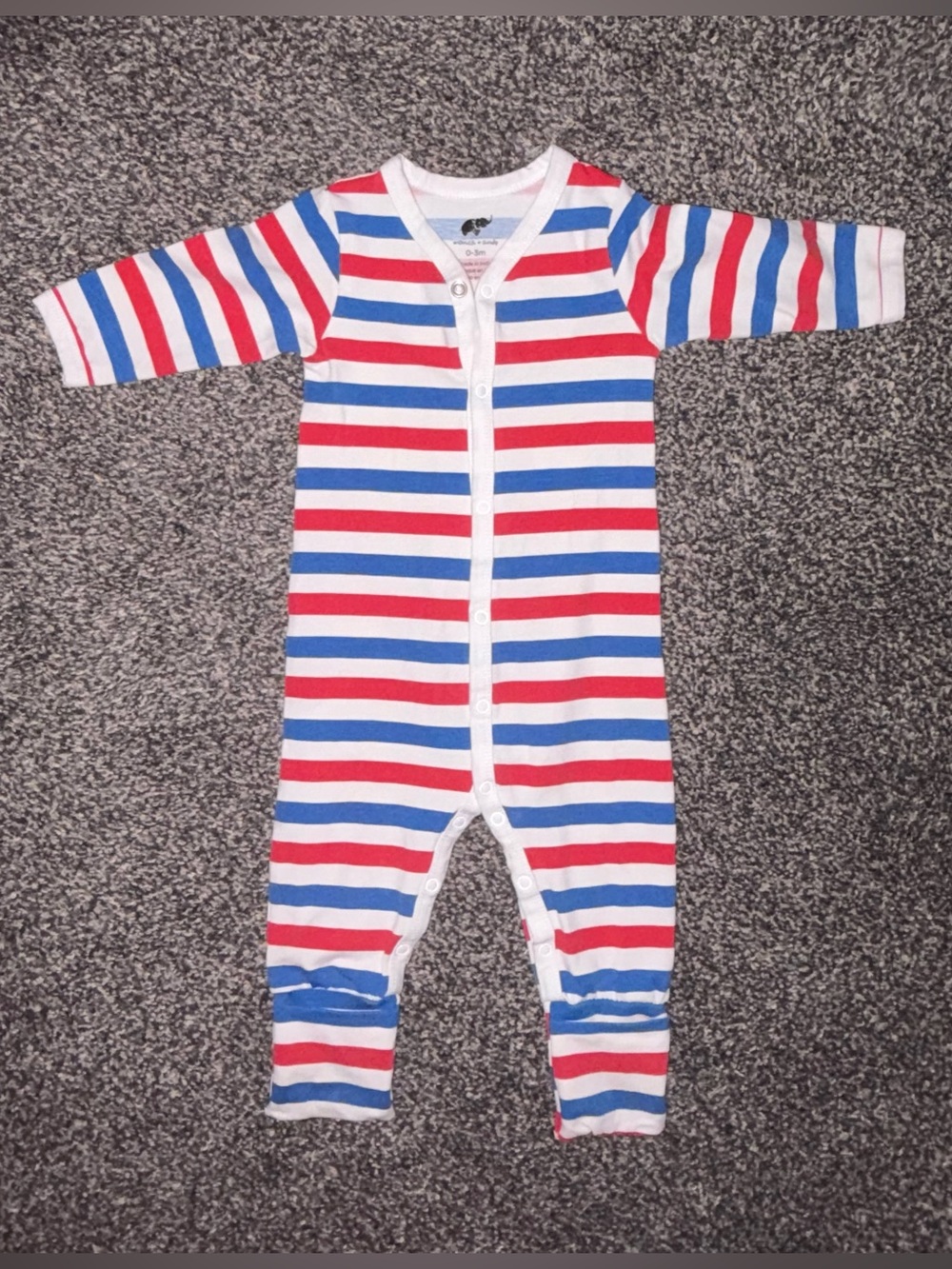 0-3 Months Convert-A-Foot Sleeper - Red, White & Blue Stripes
